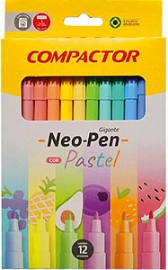 Canetinhas Hidrocor Compactor - 12 Cores Pastel