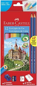 Kit Faber-Castell Ecolápis de Cor – 12 Cores + 2 Lápis Grafite + Apontador + Borracha