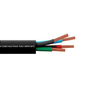 Cabo PP MULTINAX FLEX HEPR 4C, COBRECOM, 2,5mm2, preto, unidade: metro. Cod. 1540504401