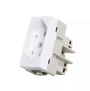 Módulo Tomada Padrão Brasileiro 2P+T 10A 250V Branco Linha Sleek MARGIRIUS. Cod. 16049