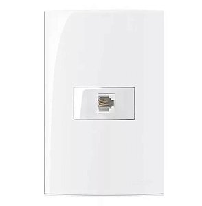 Conjunto Tomada para Telefone Padrão Americano RJ11 4 Fios 4x2" Branco Linha Sleek MARGIRIUS. Cod. 15999