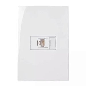 Conjunto Tomada para Rede de Informática RJ45 CAT5e 4x2" Branco Linha Sleek MARGIRIUS. Cod. 16739