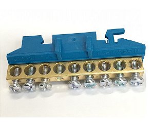 Barramento Neutro para quadro de distribuição em trilho, BRN01-8, azul, WEG. Cod. 13370757