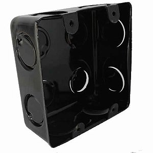 Caixa de passagem interruptor 4x4 esmaltada preta, fundo fixo, STEEL. Cod. 30