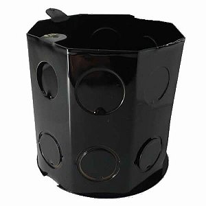 Caixa de passagem laje, fundo móvel duplo, octogonal, esmaltada, preta, STEEL. Cod. 50