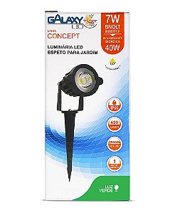 Luminária led, Espeto para Jardim 7W VERDE IP65 Bivolt. GALAXY LED. Cod. 1765