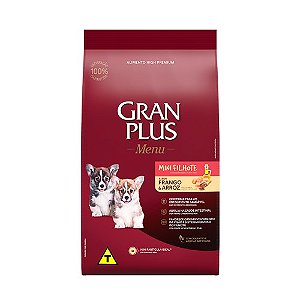 Ração Menu, Cão Filhote Mini Frango e Arroz 1KG. GRAN PLUS. Cod. 87331