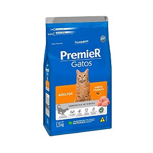 Ração Ambientes Internos, Gato Adulto Frango. 1,5kg. PREMIER. Cod. 3014042