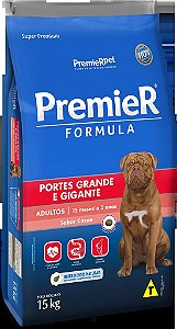 Ração Cães Adultos, Raças Grandes Carne 15KG. PREMIER. Cod. 3000081