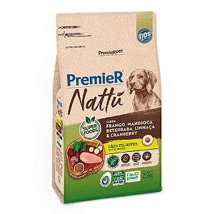 Ração Nattu Cães Filhotes, Frango Mandioca, 2,5KG PREMIER. Cod 3039001