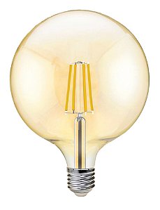 Lâmpada Filamento Led Globo G125 6W Âmbar 2400K Bivolt, GALAXY LED. Cod 5033