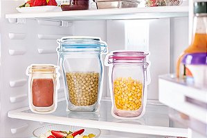 Jogo 3 sacos reutilizável ziplock pote.HAUSKARFT. Cod. SACR-003