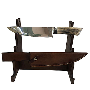 Faca Churrasco lâmina Aço Inox 420, Cabo Chifre e Alumínio. PETEAN. Cod. 55EUK7XCV