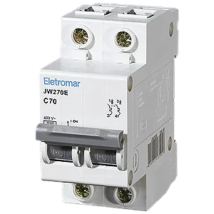 Disjuntor Curva C Bipolar Corrente nominal 70A DIN ELETROMAR. Cod. 515100