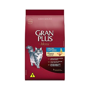 Ração Menu, Gato Castrado, Frango e Arroz 10,1 KG. GRAN PLUS. Cod. 12212