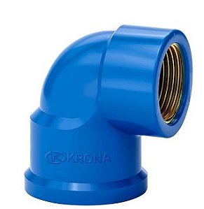 Joelho KRONA 90 bucha latão 25mm X 3/4 AZUL. Cod 22900