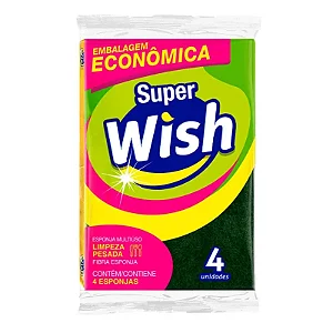 Esponja super multiuso c/4 unidade. WISH. Cod. GSBJ4BAJS