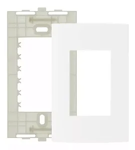 Conjunto Placa 4x2" 3 Posto Horizontal + Suporte Branco Linha sleek. MARGIRIUS. Cod. 16023