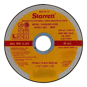 Kit 12 Discos De Corte Inox 115x1,0x22,2 Starrett
