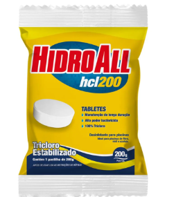 Pastilha Tablete HCL200 200g. HIDROALL. Cod.14249