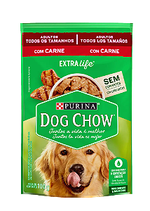 Alimento p/ cão DOG CHOW sachê molho carne 100G. Cod 1058296