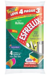 Esponja super multiuso c/4 unidade. ESFRELUX. Cod. 3EBMBV8JD