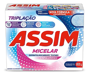 Lava roupa em pó micelar, 800g, ASSIM. Cod 1165658