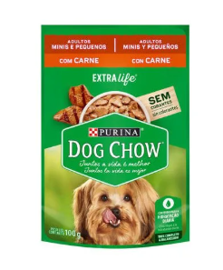 Alimento p/ cão raças pequenas DOG CHOW sachê molho carne 100g. Cod 1074814