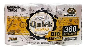 Toalha papel QUICK BIG 3 rolos de 120 folhas. Cod 1205979