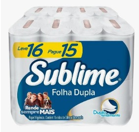 Papel higiênico SUBLIME SOFTYS Fardo 30m Leve16 Pague15. Cod 87894