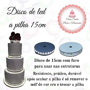 Disco de led a pilha - 15 cm branco