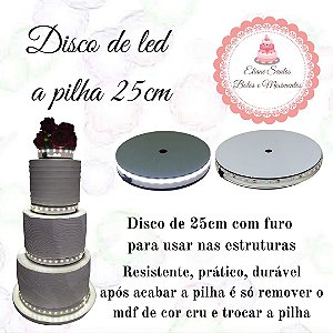 Disco de led a pilha - 25 cm branco