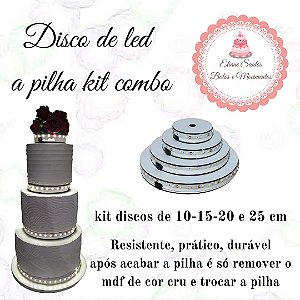 Kit - Discos de led a pilha 10-15-20-25cm