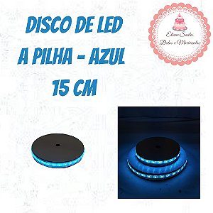 Disco de led a pilha - 15 cm AZUL
