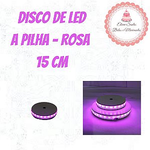 Disco de led a pilha - 15 cm ROSA