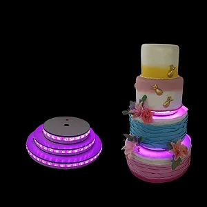 Discos de led a pilha 15-20-25 cm - kit Rosa