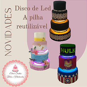 Discos de led a pilha 15-20-25 cm - kit azul