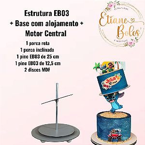 Estrutura EB03 p/ 3 andares + Base com alojamento+ Motor