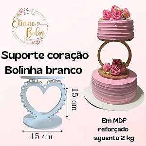 SUPORTE CORAÇÃO BOLINHA BRANCO