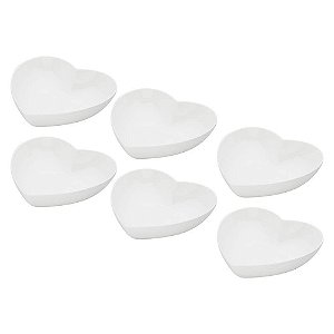 CONJUNTO 6 PETISQUEIRAS DE PORCELANA CORAÇÃO 12CM X 10CM X 4CM - WOLFF
