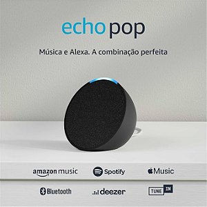 Echo Pop Smart speaker compacto com som envolvente e Alexa (Preto)