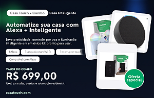 Kit Casa Inteligente: Echo Pop Alexa + Lâmpada Smart Wi-Fi + Interruptor Touch