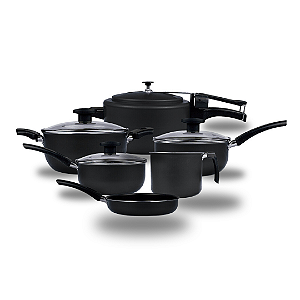 Jogo Kit de Panelas Variadas com Panela de Pressão 6 Peças (Preto)