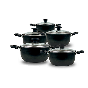 Jogo De Panelas Caçarola 16 à 24 Antiaderente (Preta)