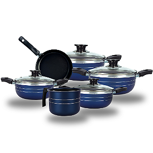 Jogo de Panelas Variadas Silver Lines Premium com Orla - Azul