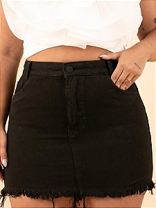 Saia Jeans Plus Size Preta