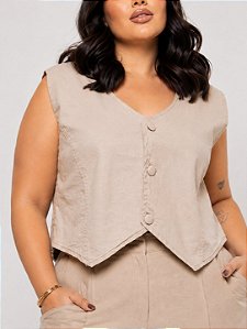 Cropped Colete Jeans Plus Size