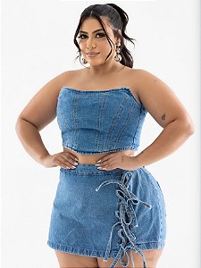 Conjunto Jeans Plus Size Trançado
