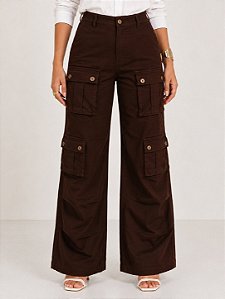 Calça Jeans Cargo Marrom