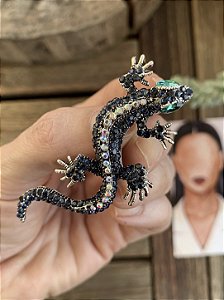 Broche/ pingente Calango Azul